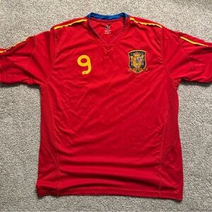FIFA Spain National Team #9 Fernando Torres Red and Yellow Soccer Jersey